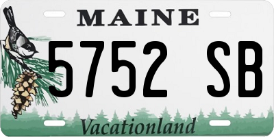 ME license plate 5752SB