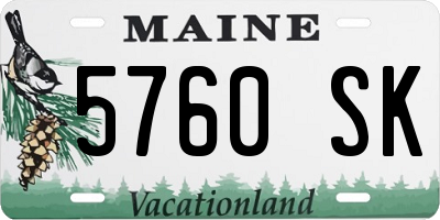 ME license plate 5760SK