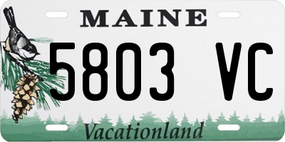 ME license plate 5803VC