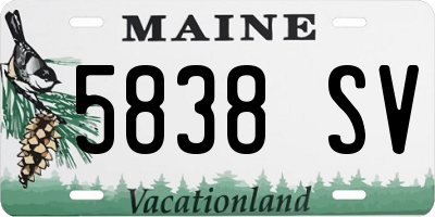 ME license plate 5838SV