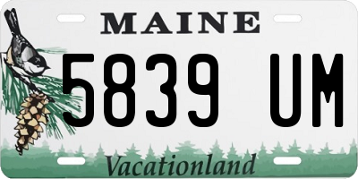 ME license plate 5839UM