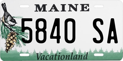 ME license plate 5840SA