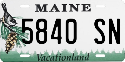 ME license plate 5840SN