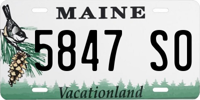 ME license plate 5847SO