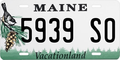 ME license plate 5939SO
