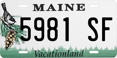 ME license plate 5981SF