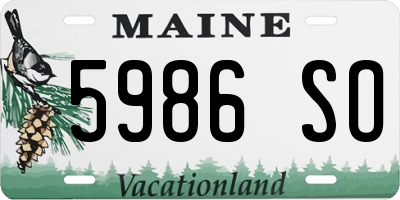 ME license plate 5986SO