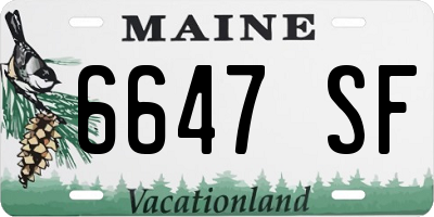 ME license plate 6647SF