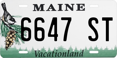 ME license plate 6647ST
