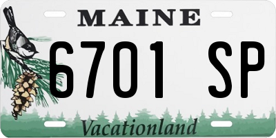 ME license plate 6701SP