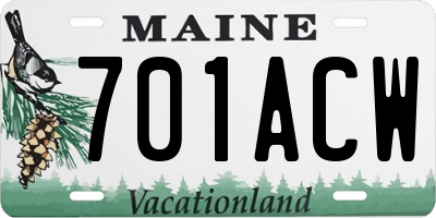 ME license plate 701ACW