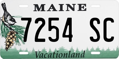ME license plate 7254SC