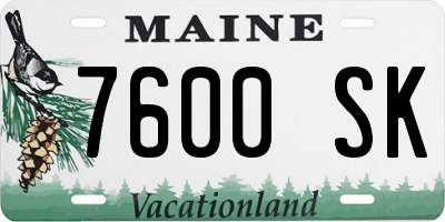 ME license plate 7600SK