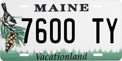 ME license plate 7600TY