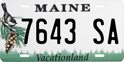 ME license plate 7643SA