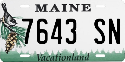 ME license plate 7643SN