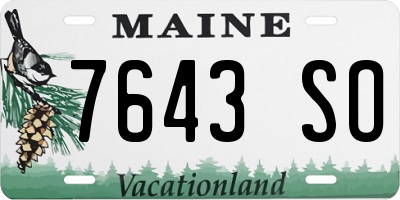 ME license plate 7643SO