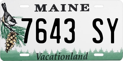ME license plate 7643SY