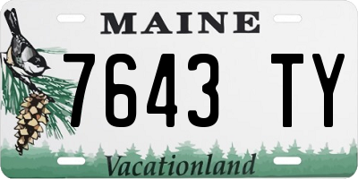 ME license plate 7643TY