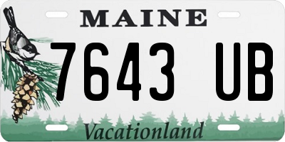 ME license plate 7643UB