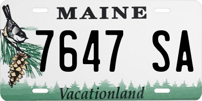 ME license plate 7647SA