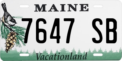 ME license plate 7647SB