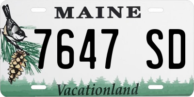 ME license plate 7647SD