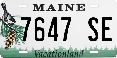 ME license plate 7647SE