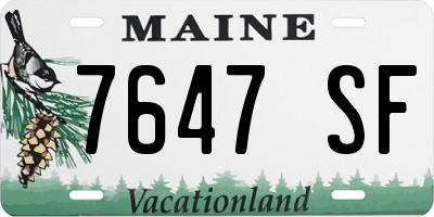 ME license plate 7647SF