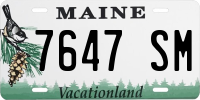 ME license plate 7647SM