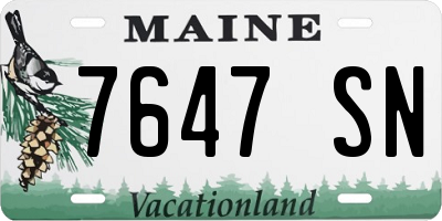 ME license plate 7647SN