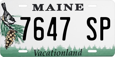 ME license plate 7647SP