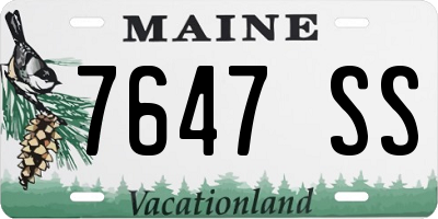 ME license plate 7647SS