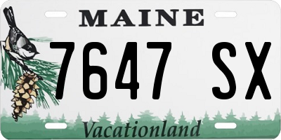 ME license plate 7647SX