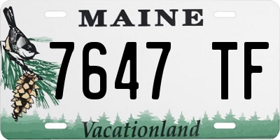ME license plate 7647TF