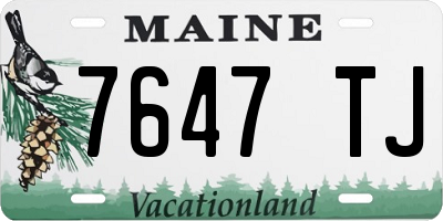 ME license plate 7647TJ