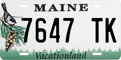 ME license plate 7647TK
