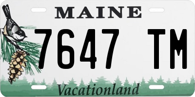 ME license plate 7647TM