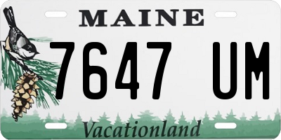 ME license plate 7647UM