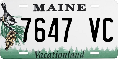ME license plate 7647VC