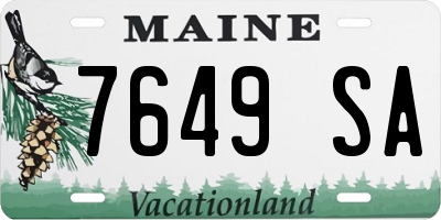 ME license plate 7649SA