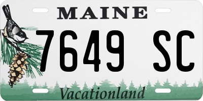 ME license plate 7649SC