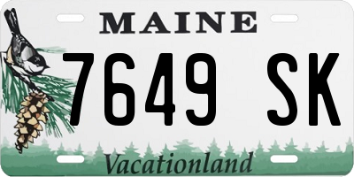 ME license plate 7649SK
