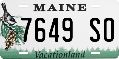 ME license plate 7649SO