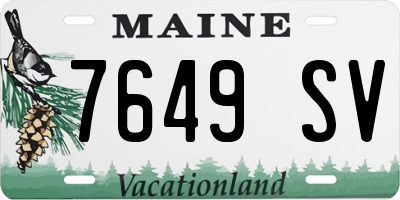 ME license plate 7649SV