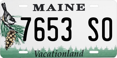 ME license plate 7653SO