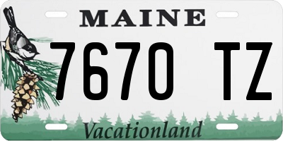 ME license plate 7670TZ