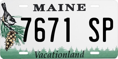 ME license plate 7671SP