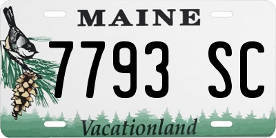ME license plate 7793SC