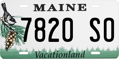 ME license plate 7820SO